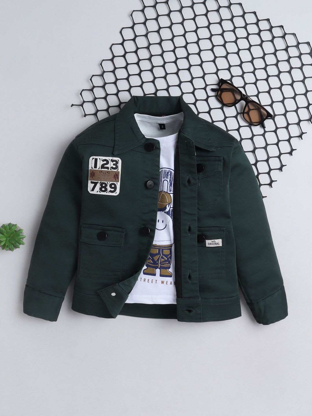 Veste Enfant Gap Olive 100% Coton Avec écussons - Taille S/P (5-6 Ans)