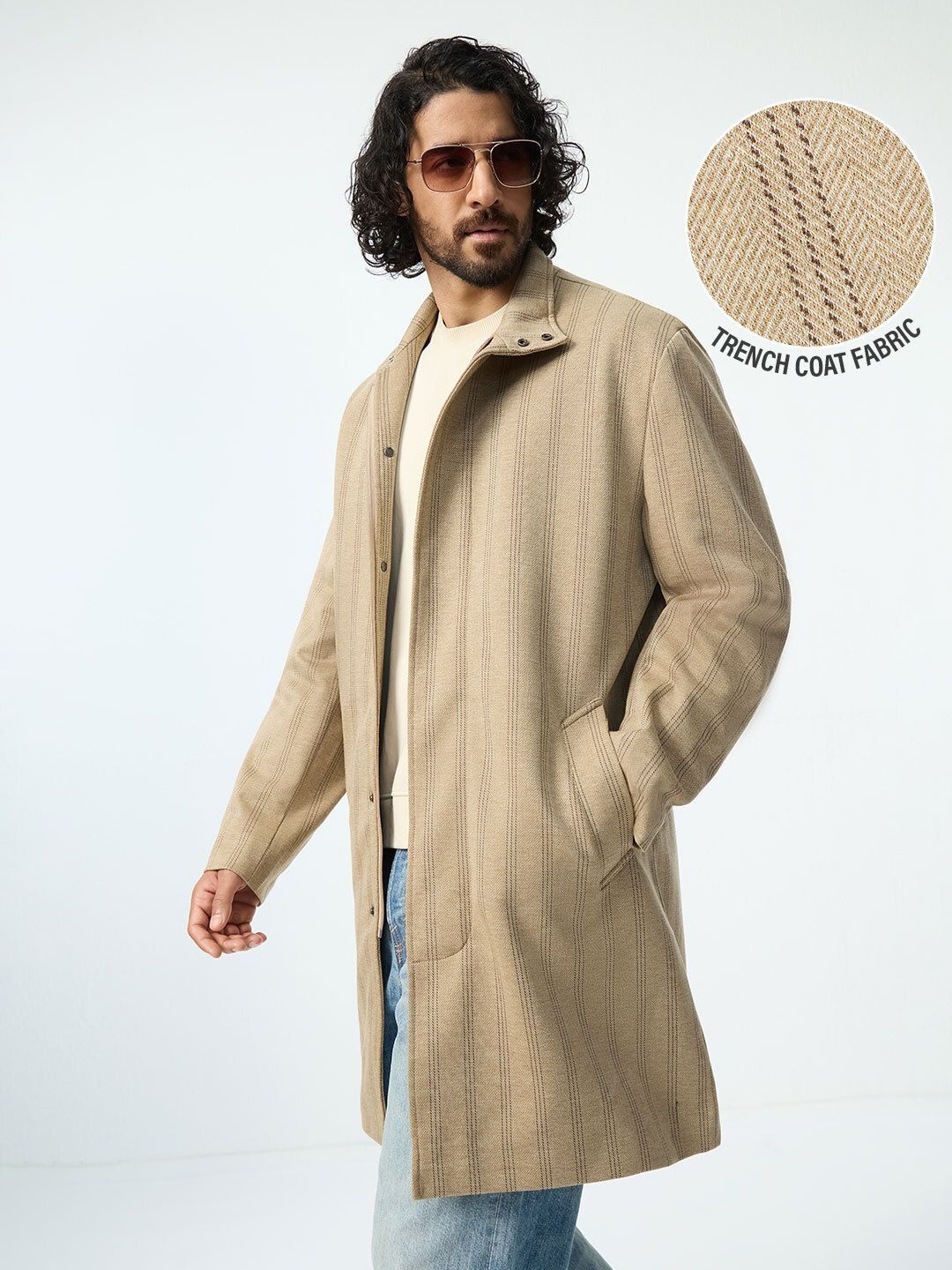 The Souled Store Mens Striped Beige Jackets
