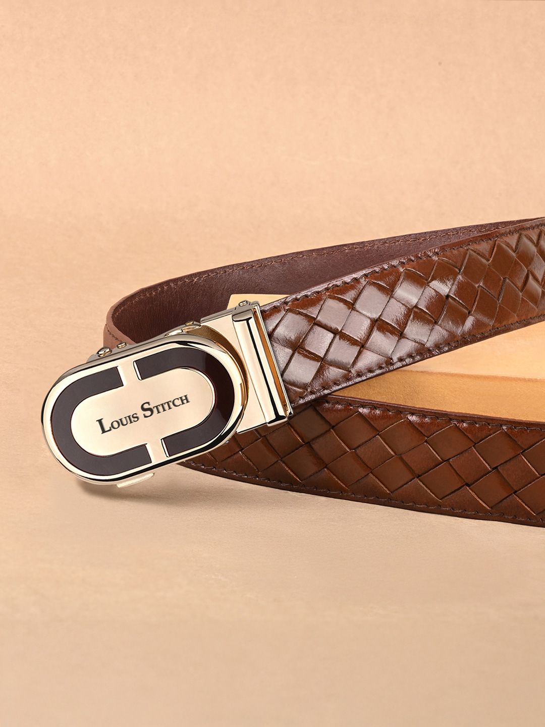 LOUIS STITCH Men Braided Leather Belt