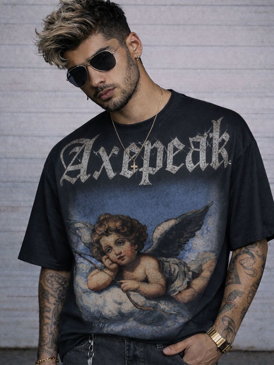 Force Men Printed Drop-Shoulder Sleeves T-shirt