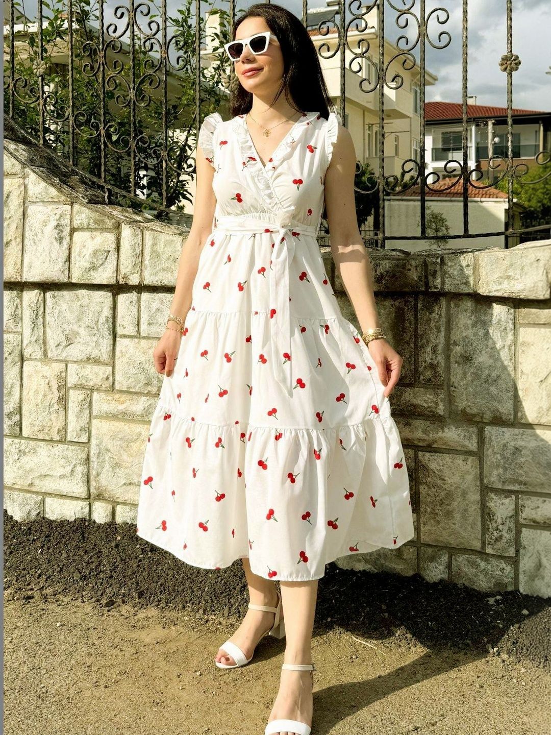 PIMU Print Fit & Flare Maxi Dress
