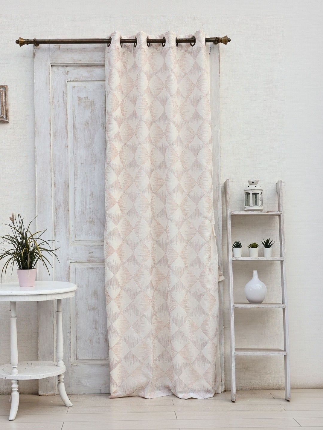 Ariana Ariana Pink & Pink Geometric Sheer Door Curtain