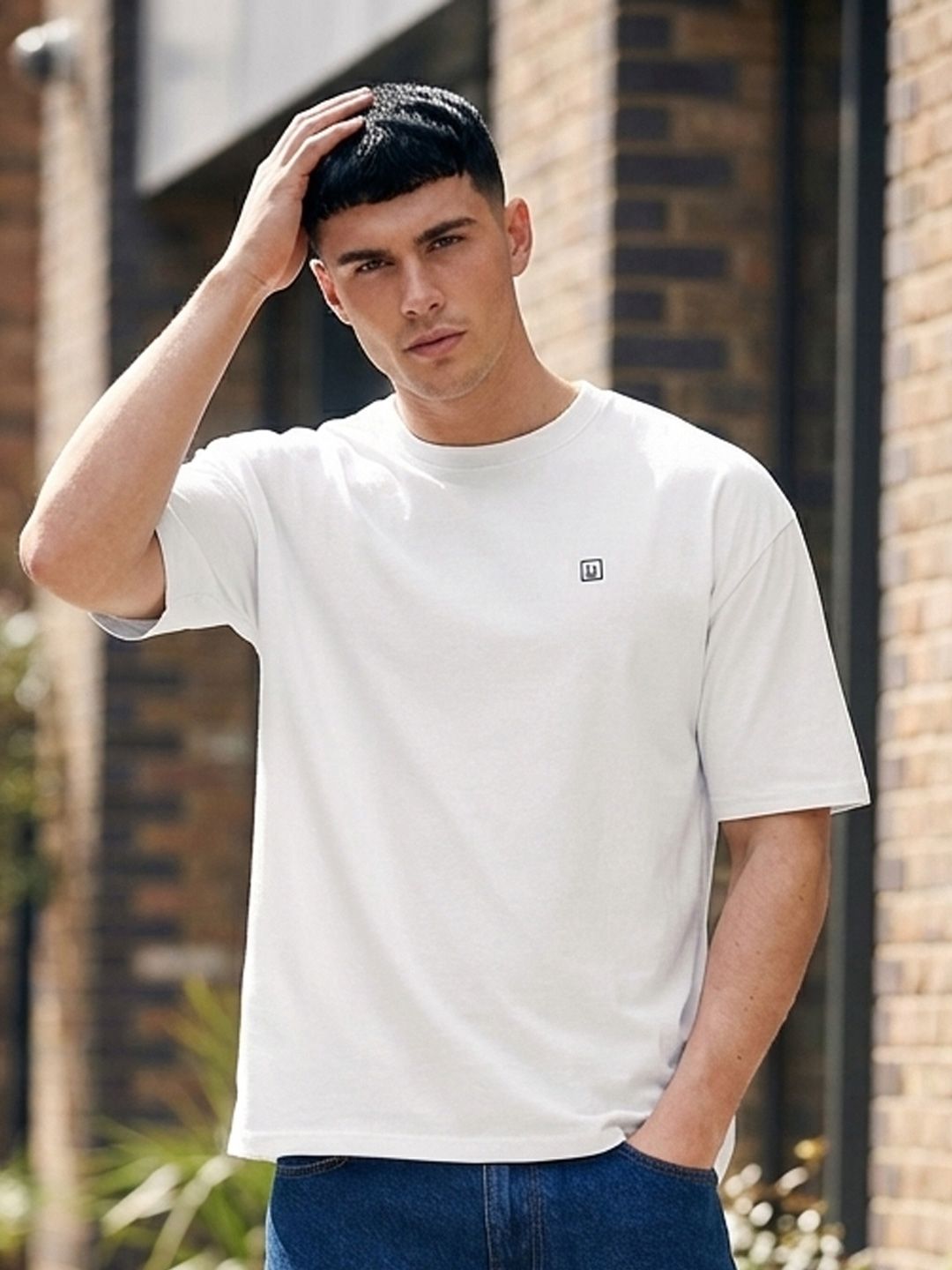 Urbano Fashion Men Solid Round Neck Half Sleeve Cotton Oversized T Shirt