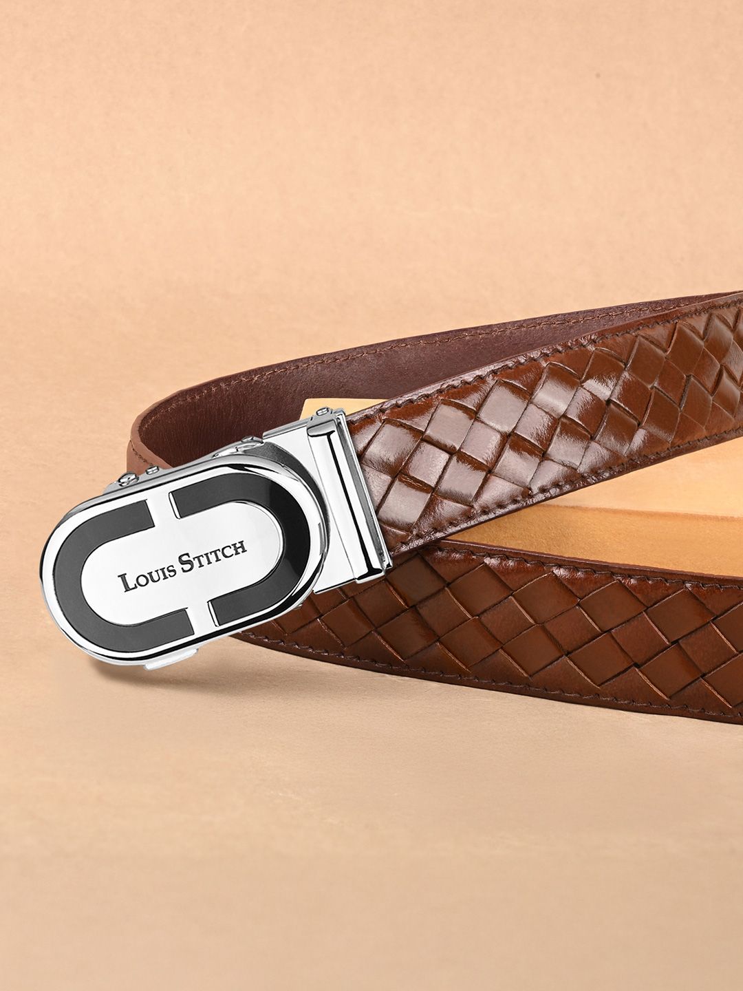LOUIS STITCH Men Braided Leather Belt