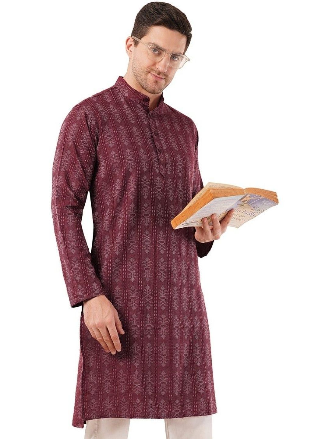 Sypher Boutique Men Printed Khadi Handloom Kurta