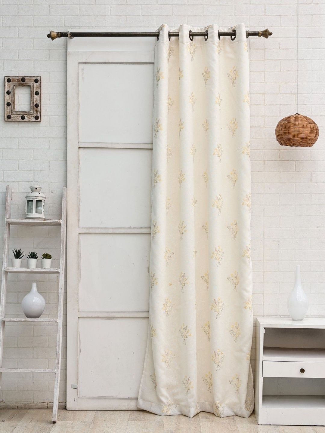 Ariana Ariana Beige & Beige Embroidered Sheer Door Curtain