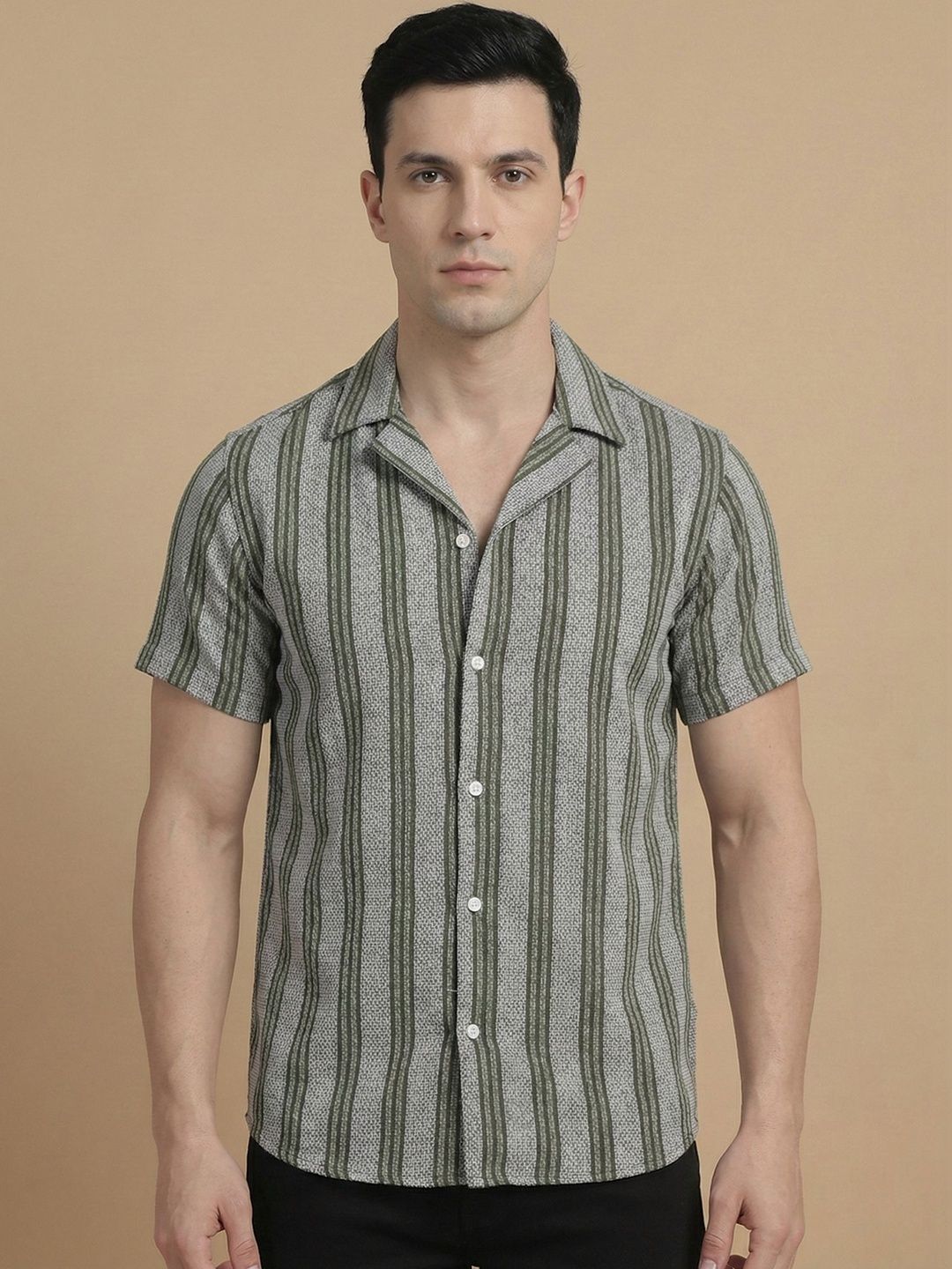 Indian Needle Men Classic Striped Casual Shirt