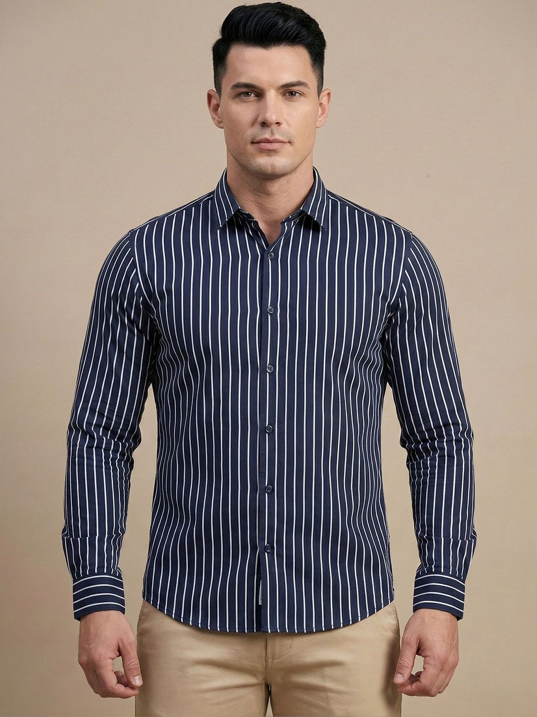 Indian Needle Men Classic Striped Casual Shirt