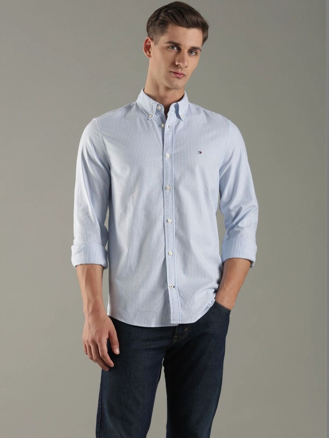 Tommy Hilfiger Tommy Hilfiger Men Slim Fit Pinstripes Striped Casual Shirt