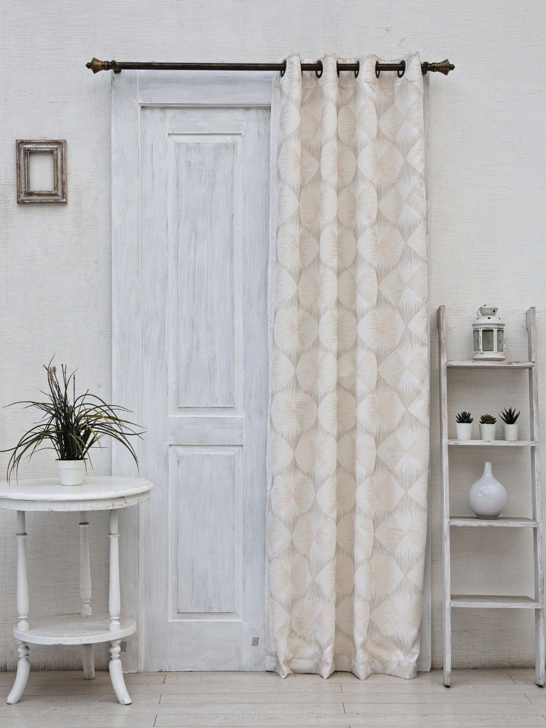 Ariana Ariana Beige & Beige Geometric Sheer Door Curtain