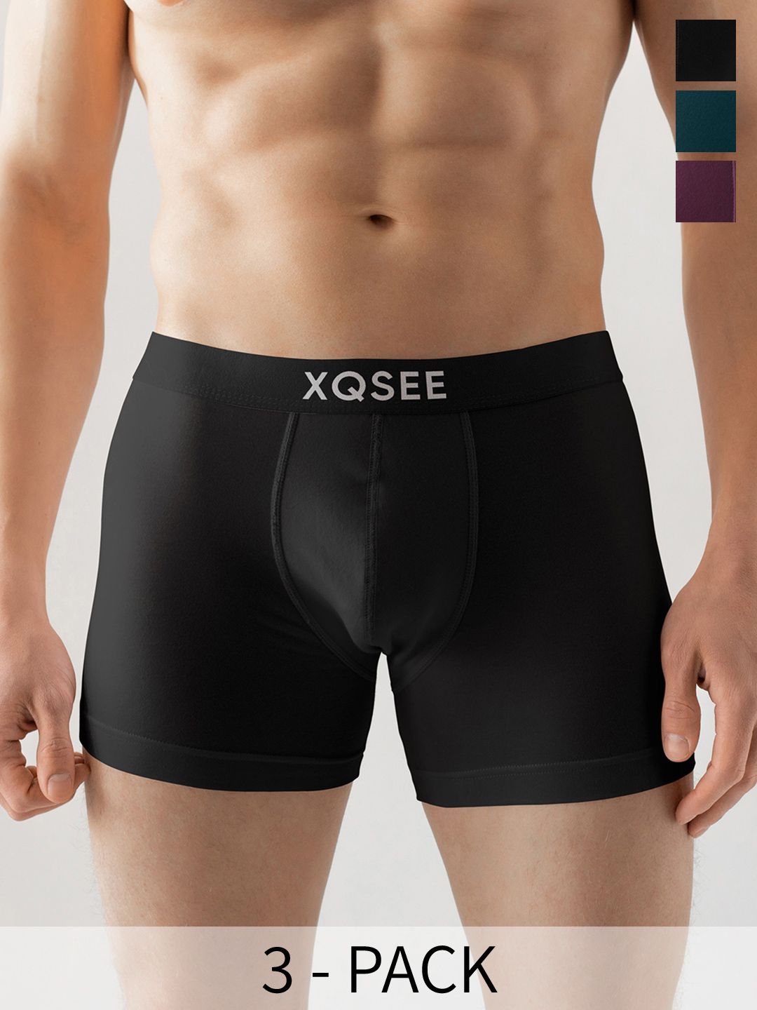 XQSEE Men Pack Of 3 Printed Mid -Rise Short Trunk