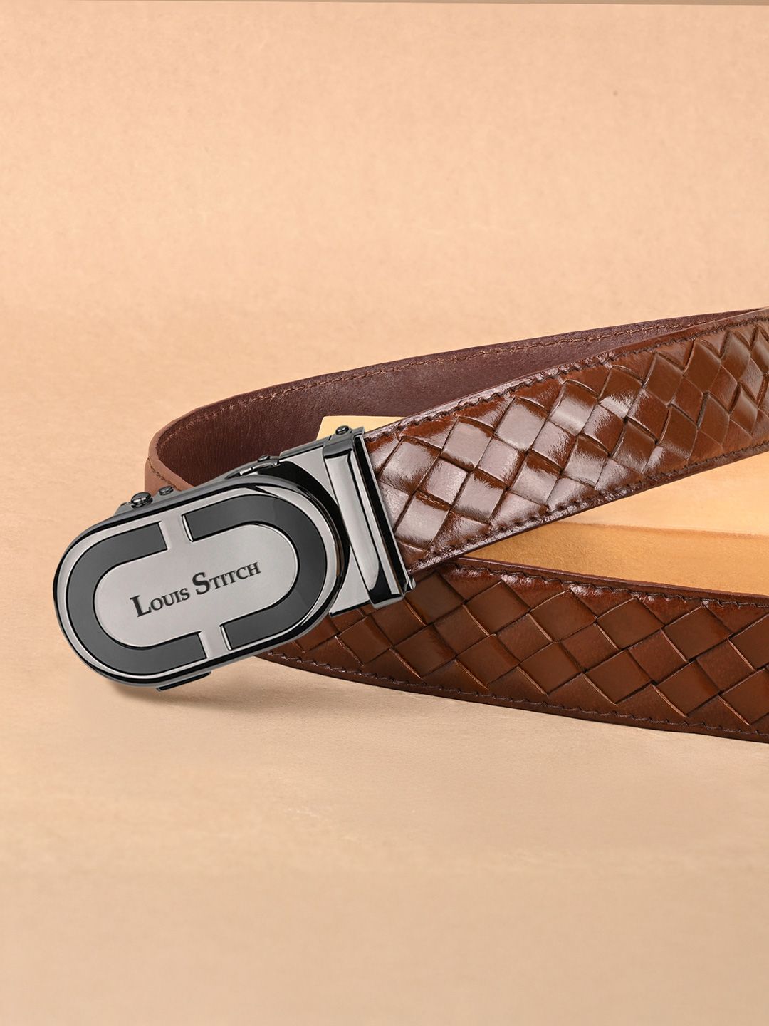 LOUIS STITCH Men Braided Leather Belt