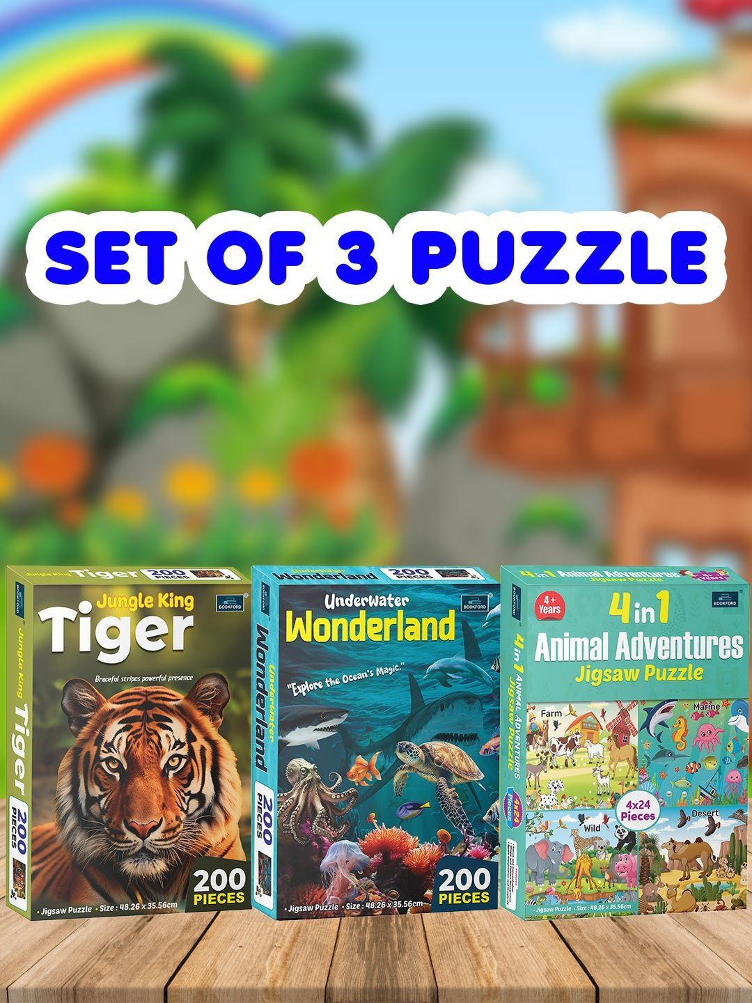 Bookford Set of 3 Puzzles Activity Toys and Games