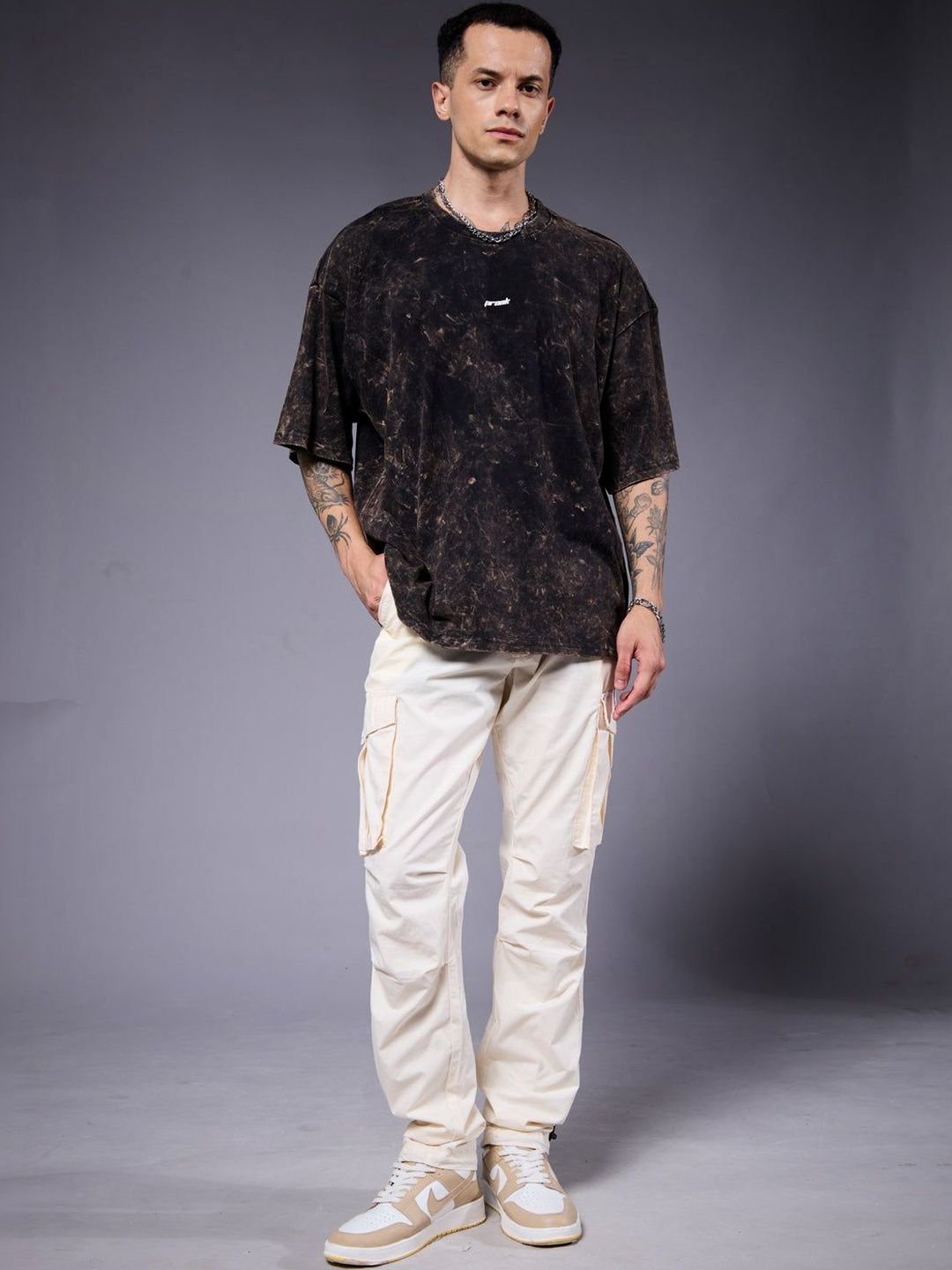 PRONK Men Oversized Graphic T-shirt