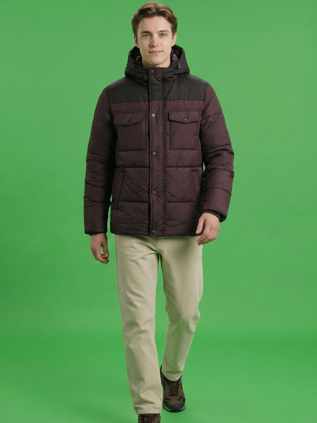 The Roadster Lifestyle Co Colourblocked Polyester Hooded Padded Jacket