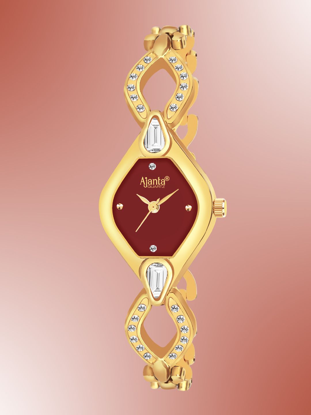 Ajanta Quartz Ajanta Quartz Women Brass Dial & Bracelet Style Straps Analogue Watch AWC051PMSL -02