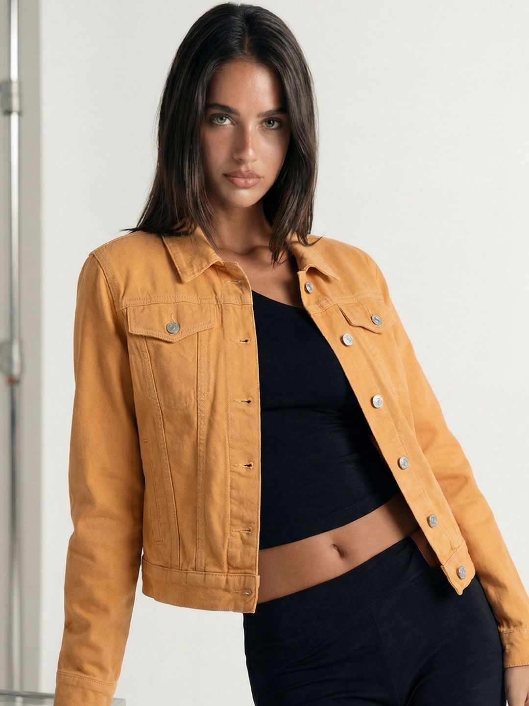 Tokyo Talkies Women Yellow Denim Jacket