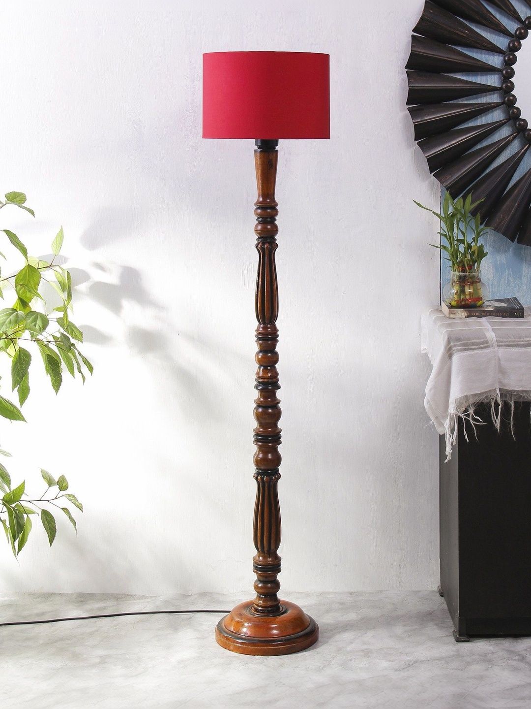 Aura Brown & Red Textured Wooden Floor Lamps