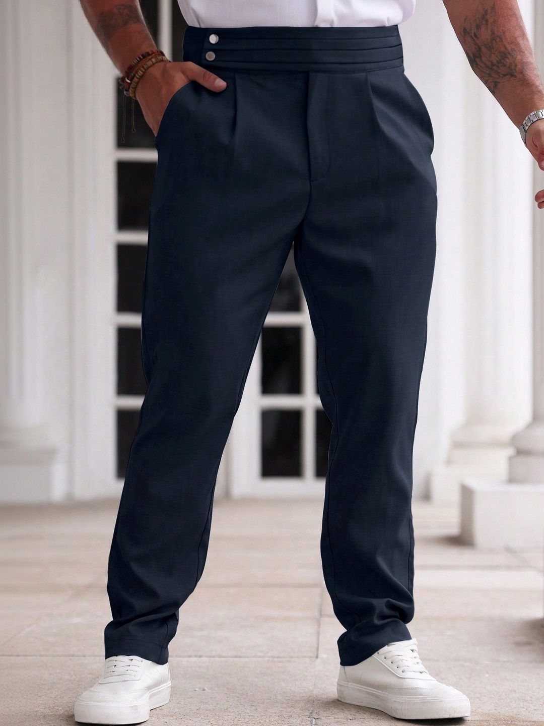 R.Code by The Roadster Life Co. Men Pleated Trousers