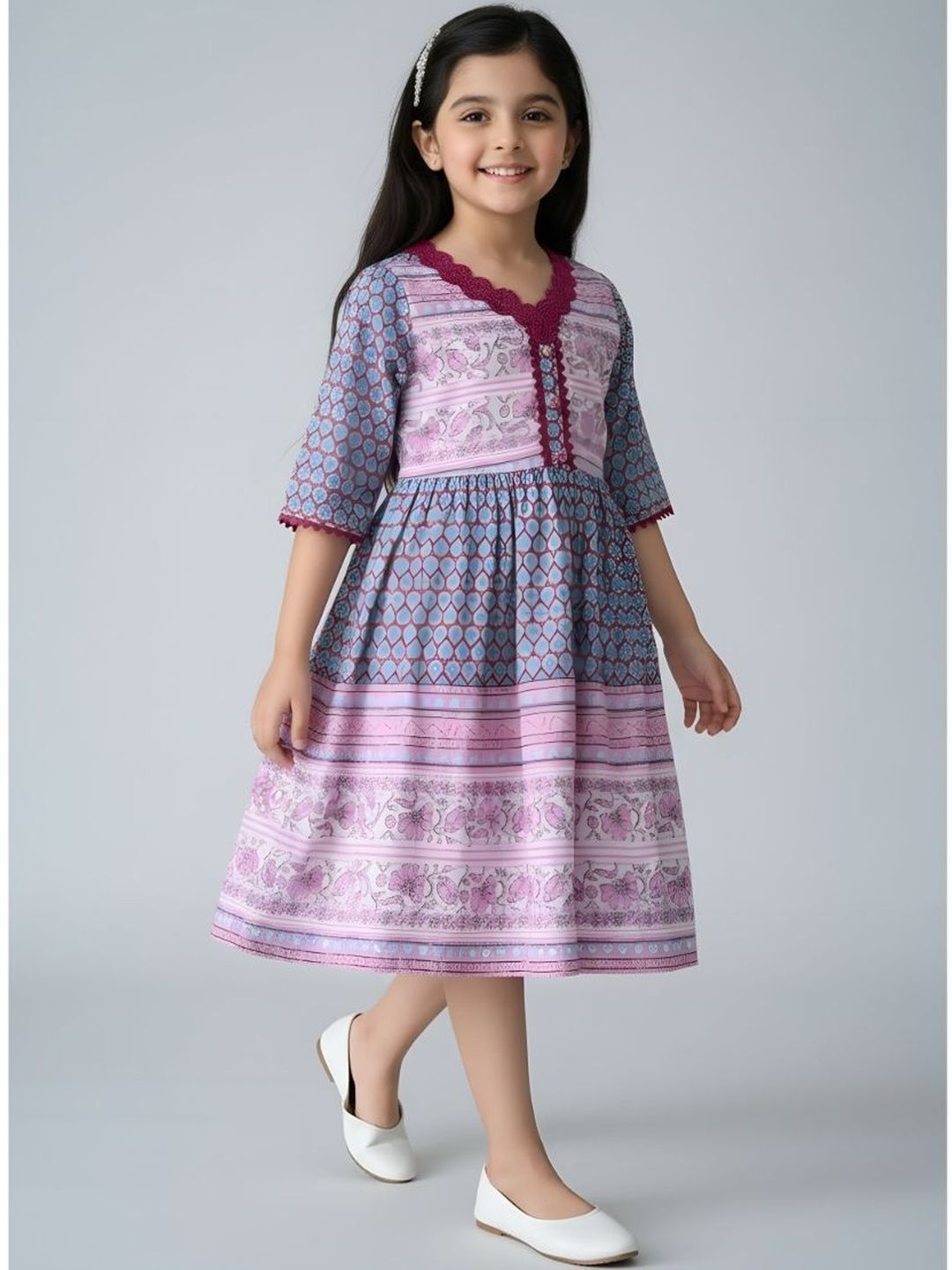 BAESD Ethnic Motifs Print Fit & Flare Dress
