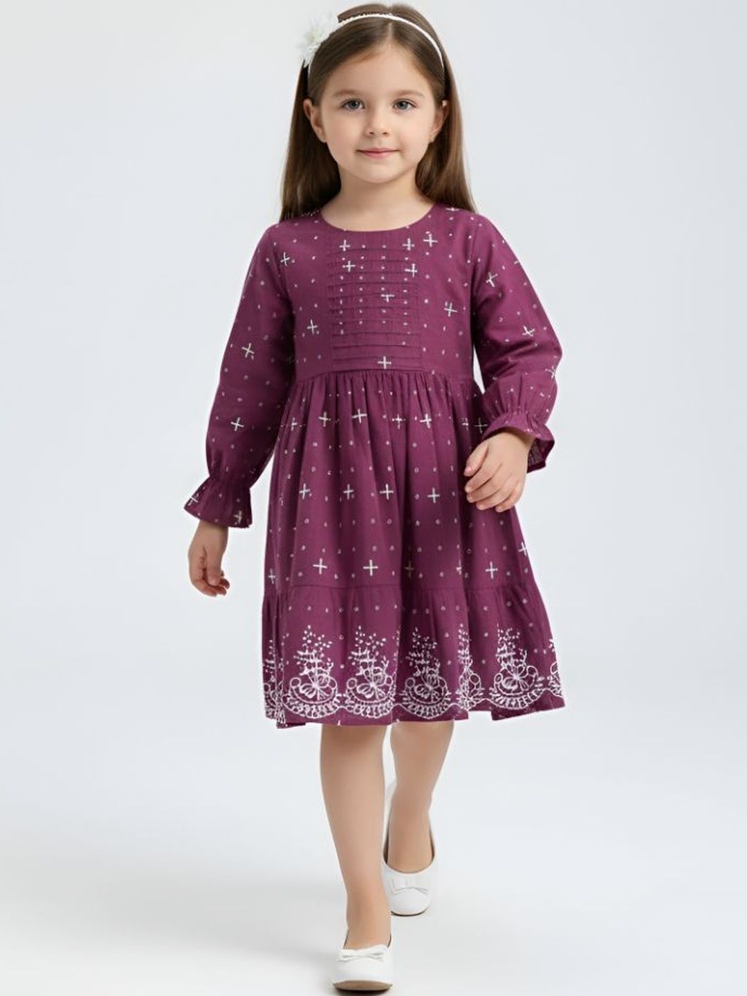 BAESD Floral Embroidered Peplum Dress
