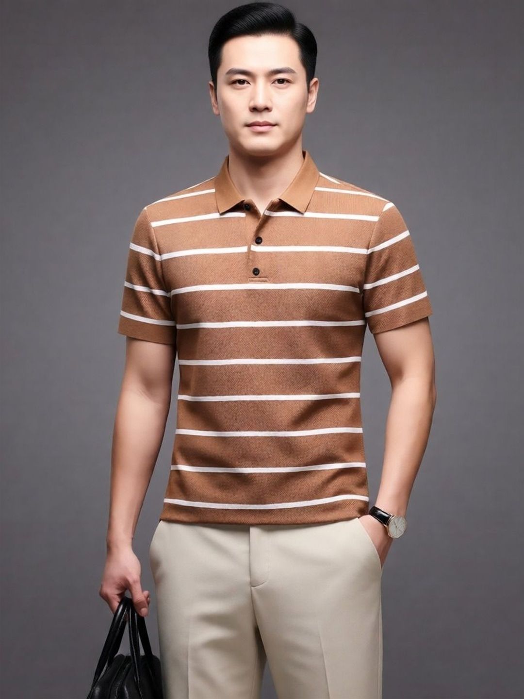 Mast & Harbour Men Striped Polo Collar T-shirt