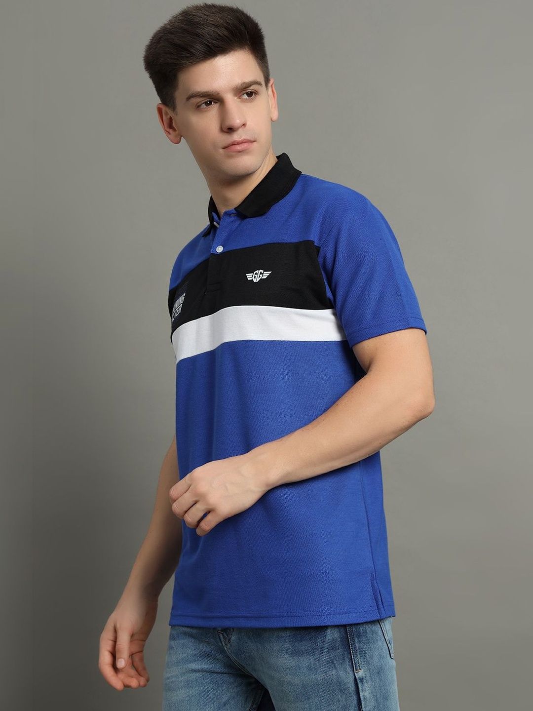 OPERATIVE Men Colourblocked Polo Collar T-shirt