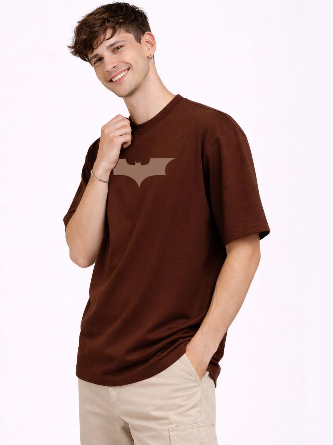 Organic Chics Men Batman Printed Pure Cotton Blend Anti Odour T-shirt