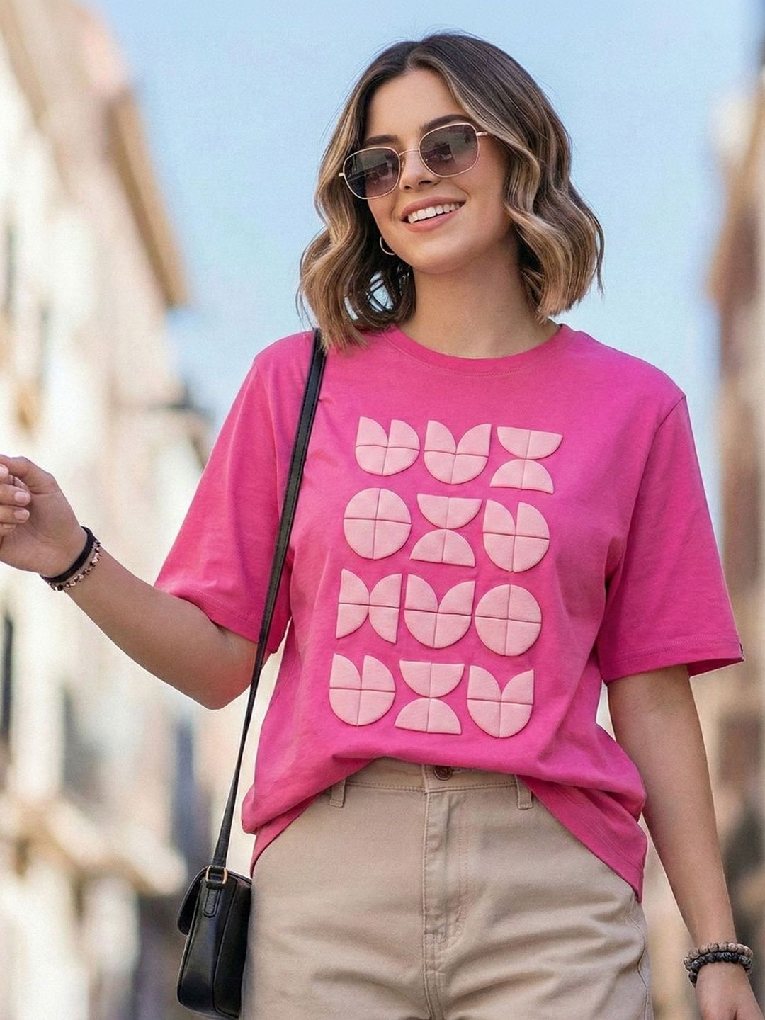 Moda Rapido Women Printed Applique T-shirt