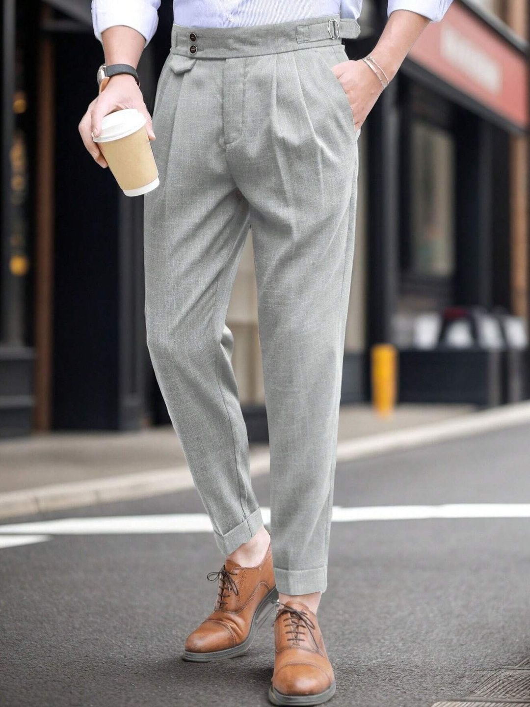 R.Code by The Roadster Life Co. Men High-Rise Pleated Trousers