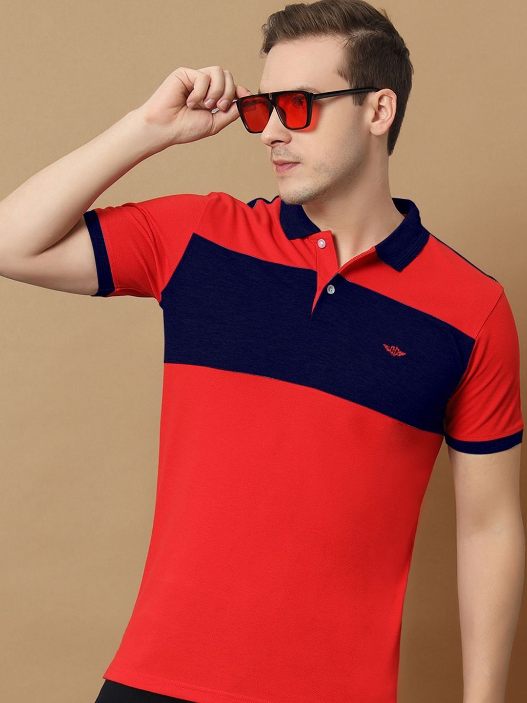 OPERATIVE Men Colourblocked Polo Collar T-shirt