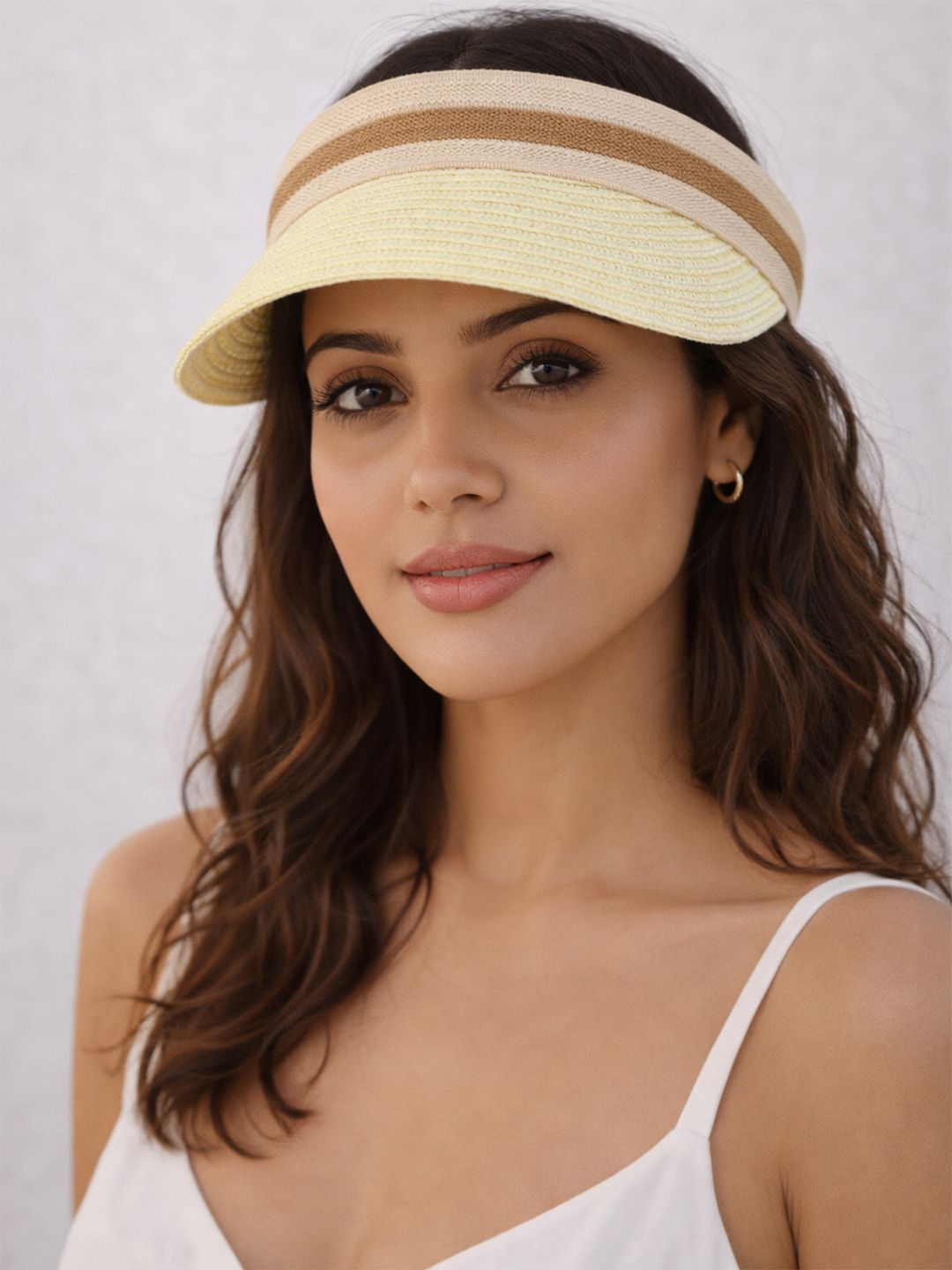 ToniQ ToniQ Beige Straw Sun Visor Summer vacation Beach Hats for Women