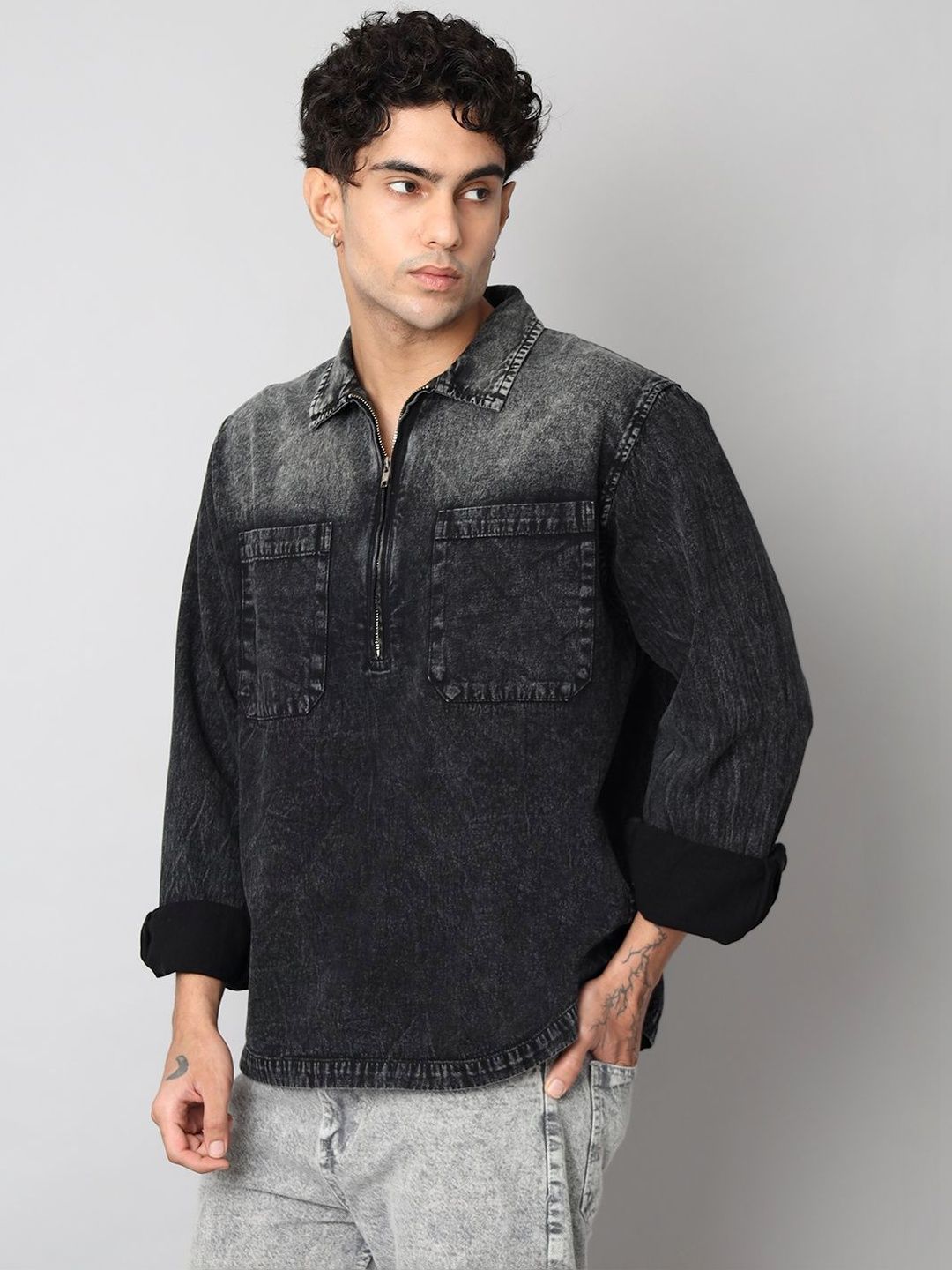 D Finish Men Smart Faded Faded Casual Shirt