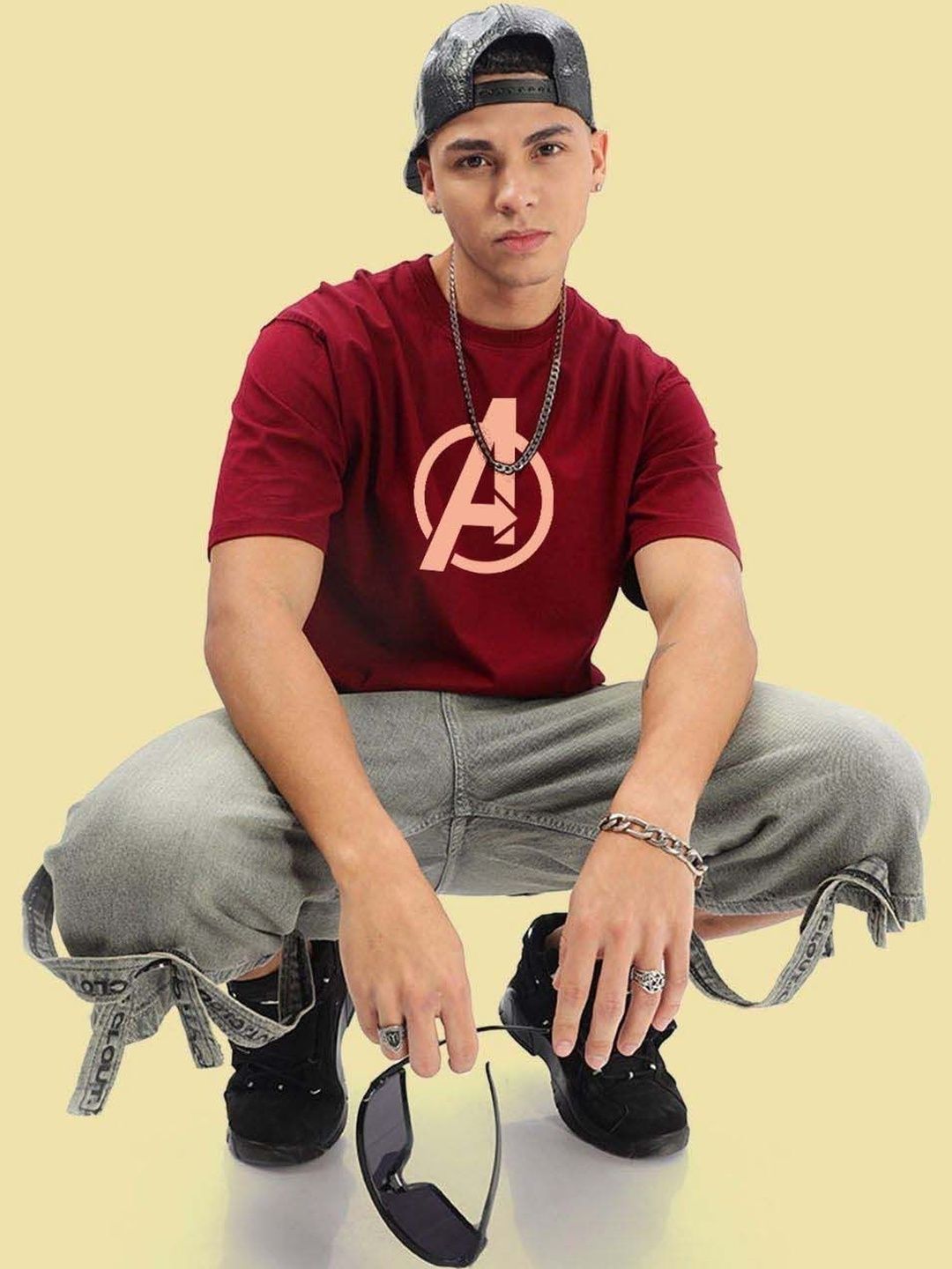 Organic Chics Men Avengers Printed Pure Cotton Blend Anti Odour T-shirt