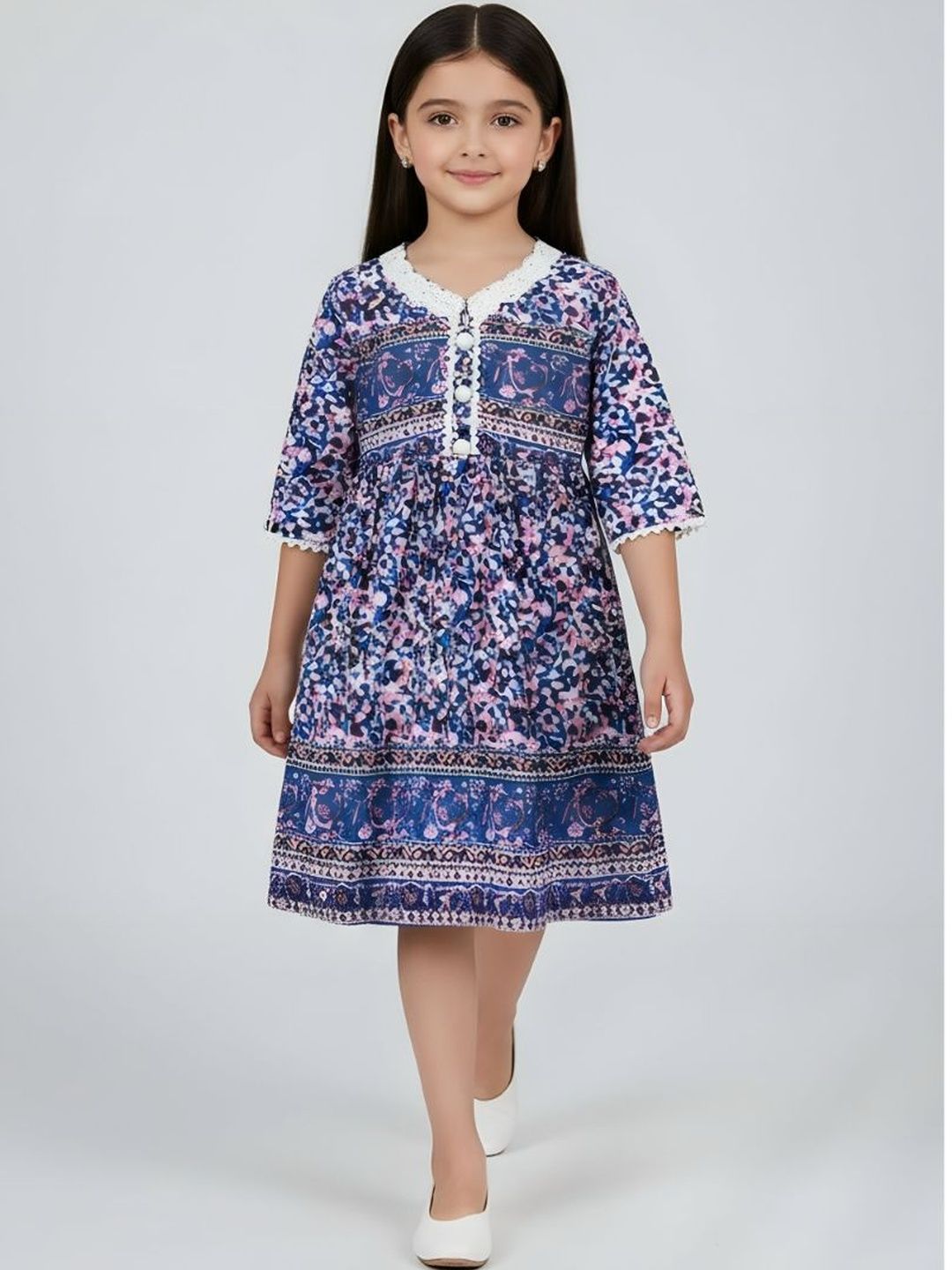 BAESD Ethnic Motifs Print A-Line Dress
