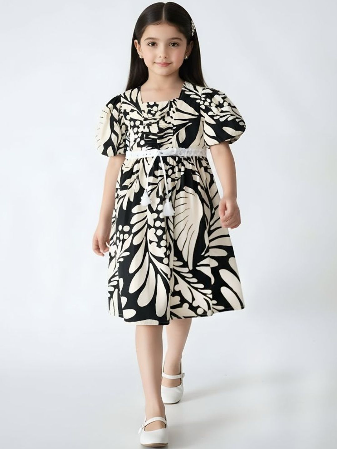 BAESD Animal Print Flutter Sleeve Fit & Flare Dress