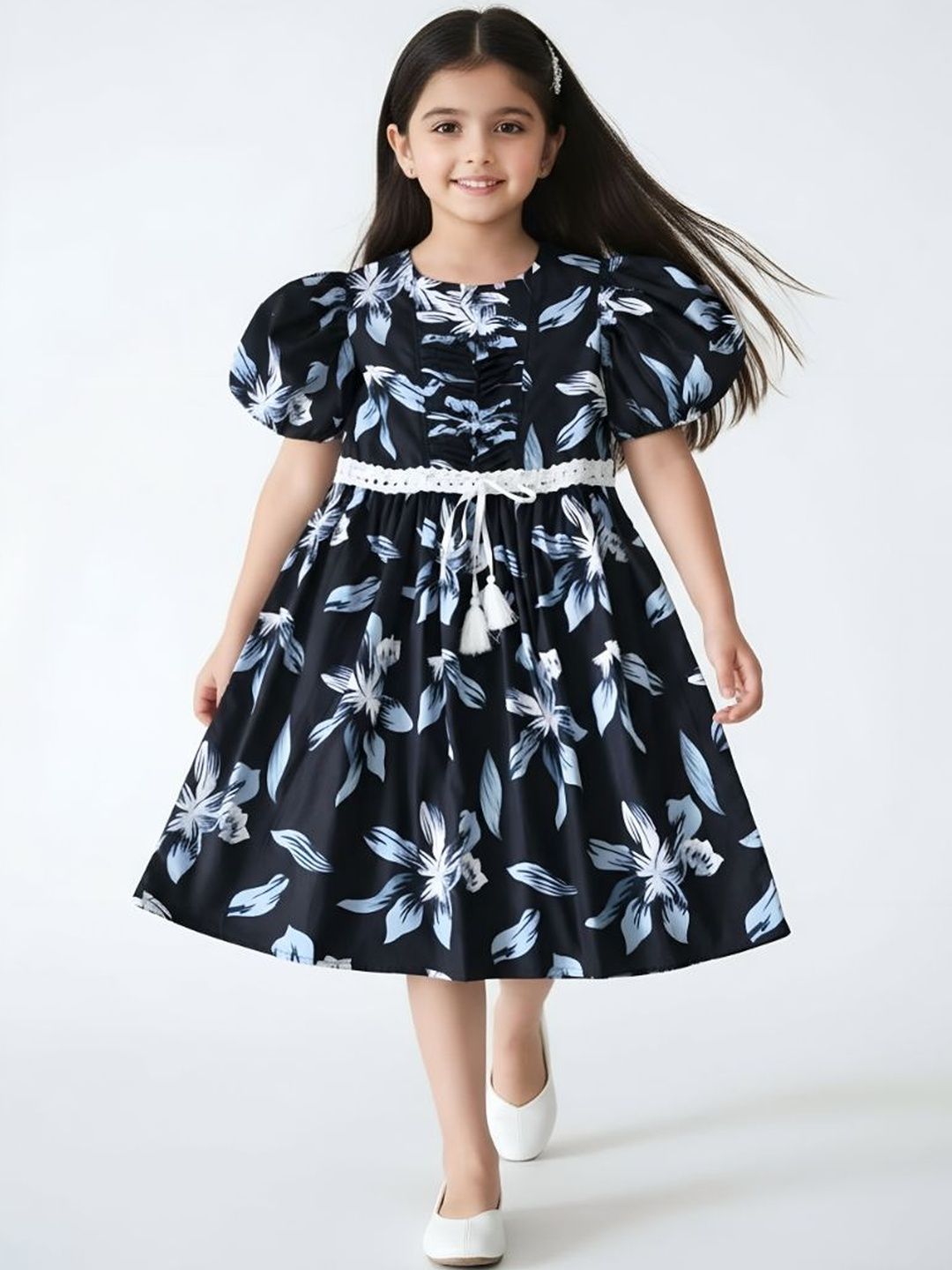 BAESD Floral Print Puff Sleeve Fit & Flare Dress