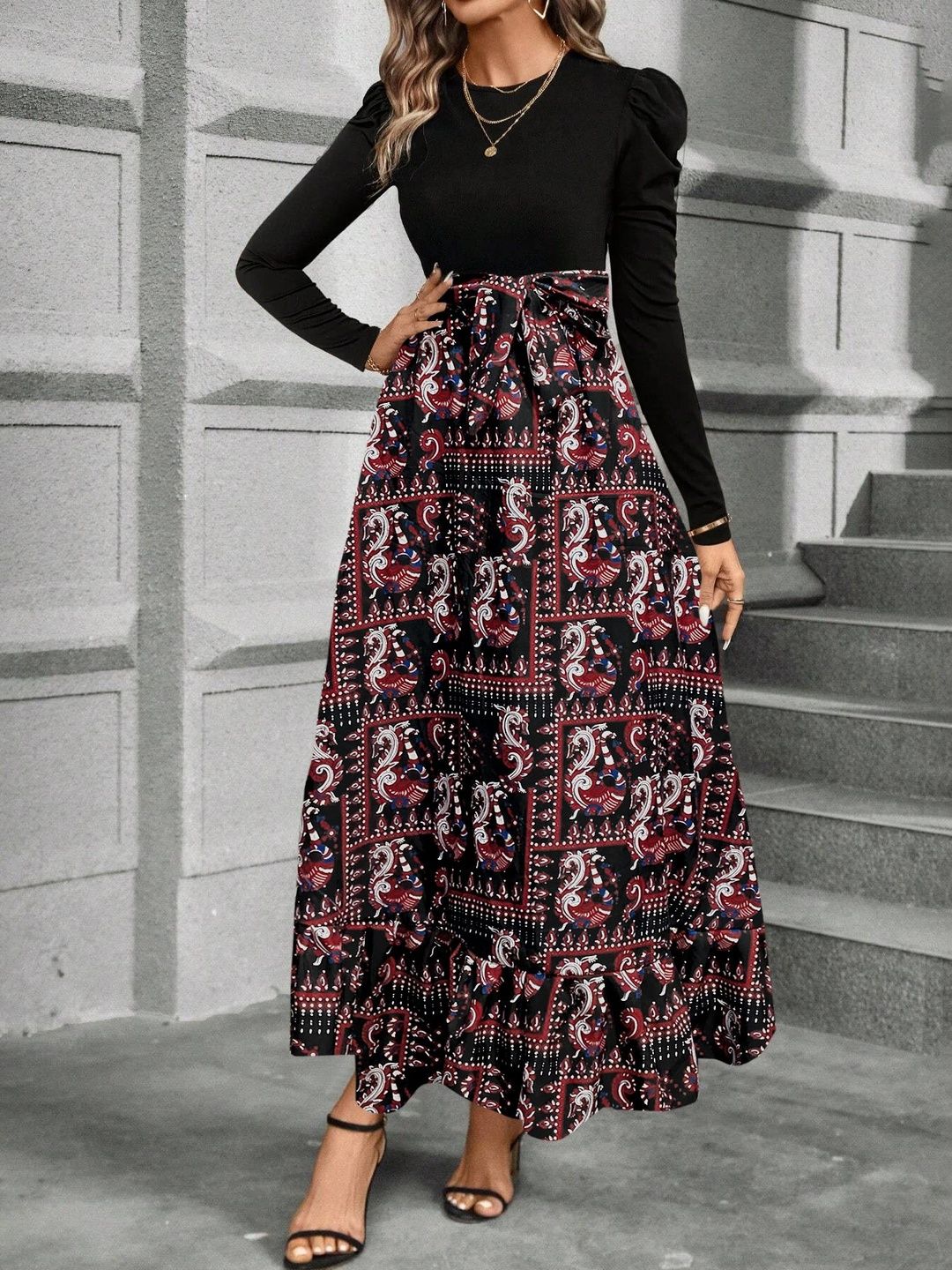 AmorLuxe Round Neck Top & Skirt Co-Ords