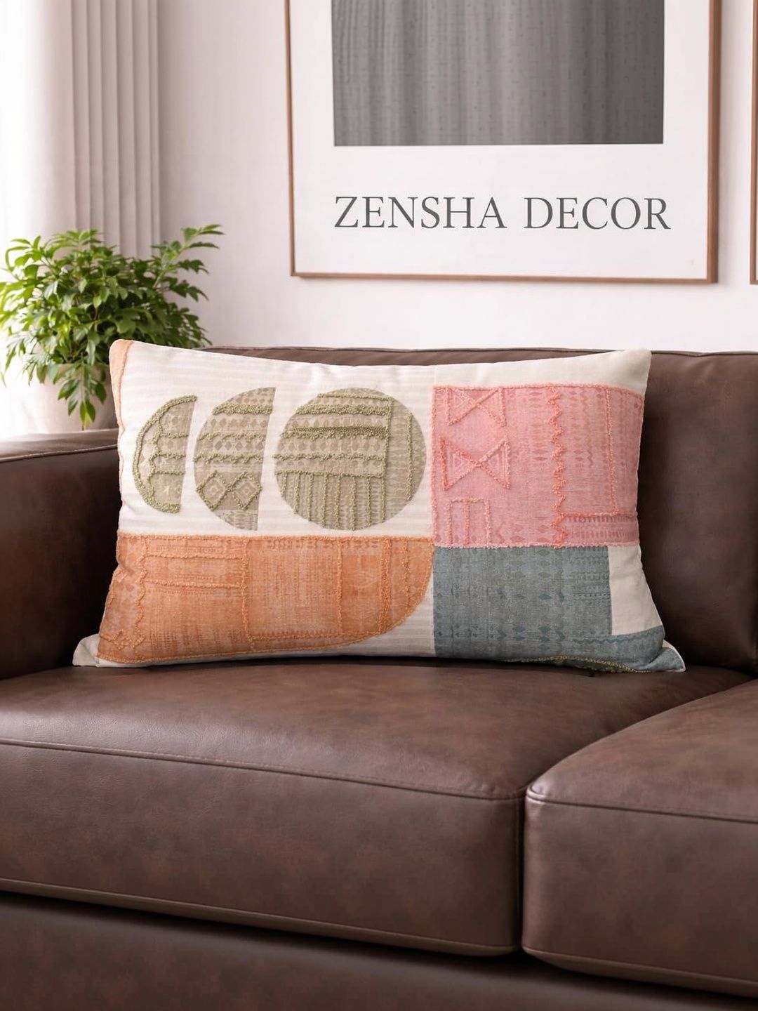 ZENSHA DECOR ZENSHA DECOR Orange Abstract Rectangle Cushion Covers With Cushion Inserts