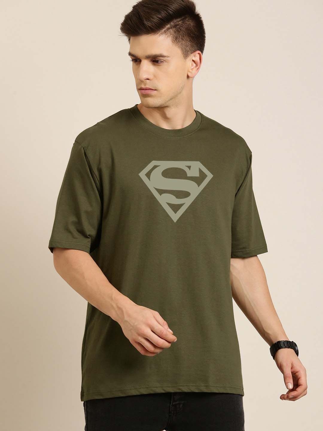 RuledBySun Men Superman Printed Pure Cotton Blend Anti Odour T-shirt