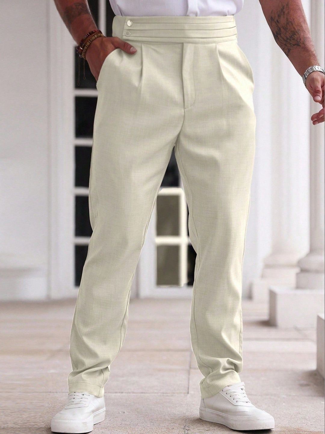 R.Code by The Roadster Life Co. Men Pleated Trousers