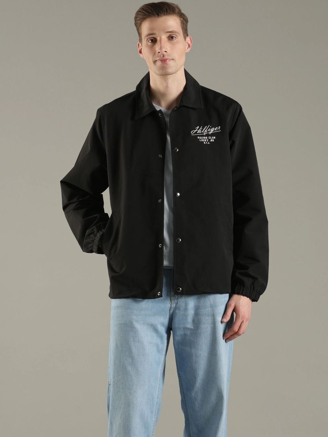 Tommy Hilfiger Men Typography Open Front Jacket