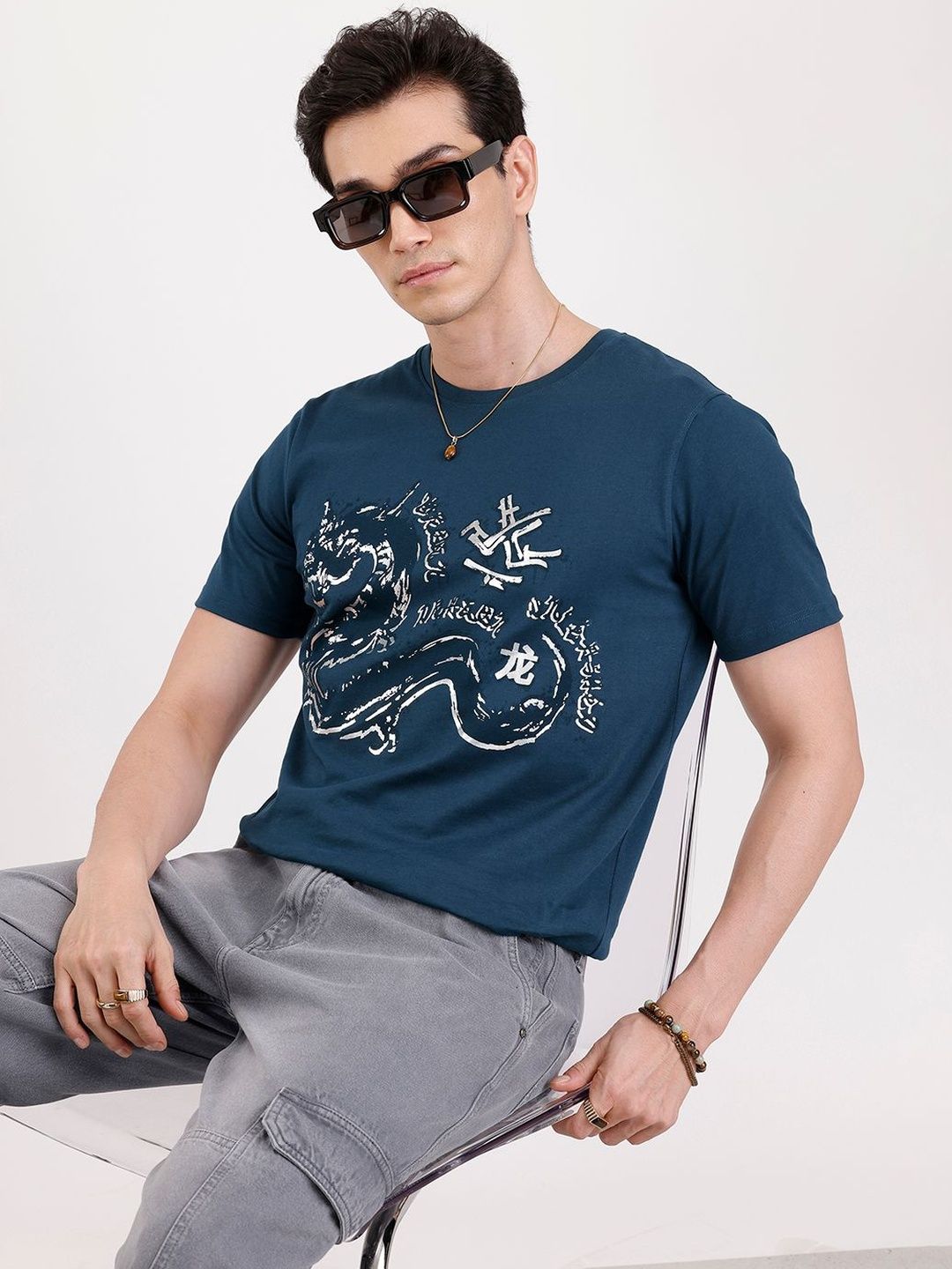 WROGN Men Printed Slim Fit T-shirt