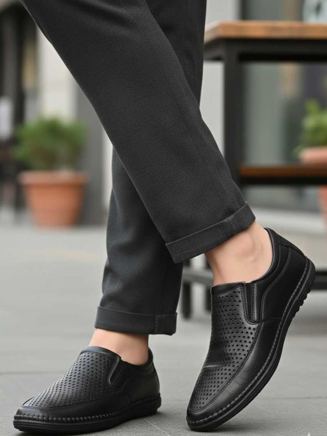 HERE&NOW  Round Toe Slip-On Formal Loafers