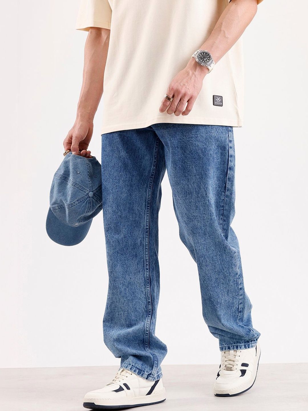 WROGN Men Anti Relaxed Fit Mid-Rise Light Fade Jeans