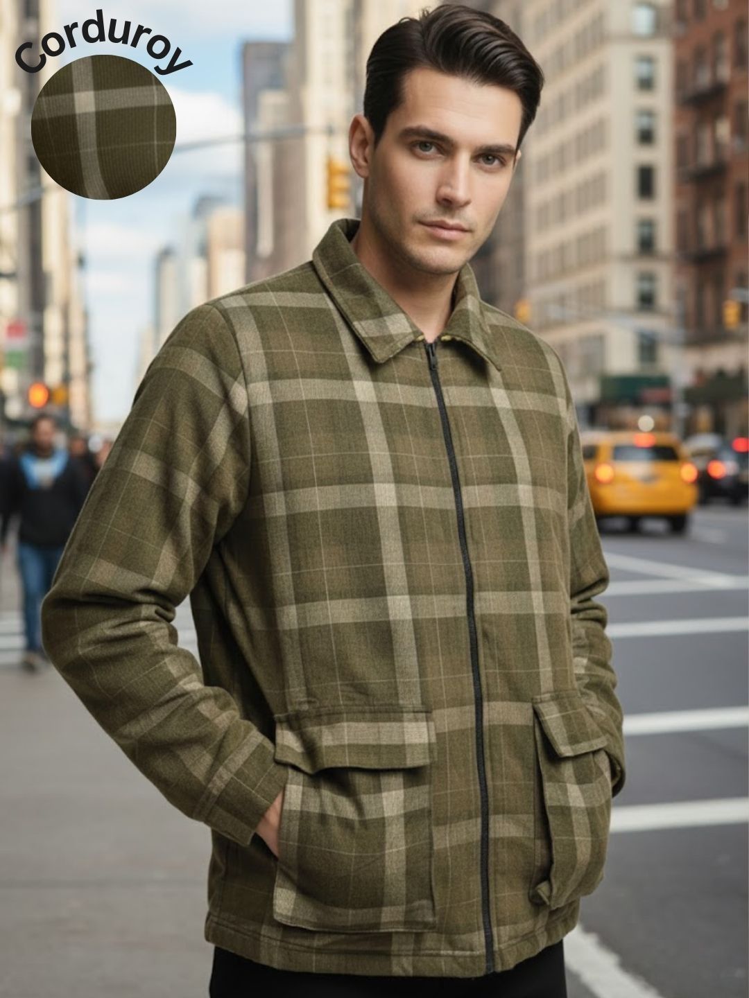 Rigo Men Checked Corduroy Bomber Jacket