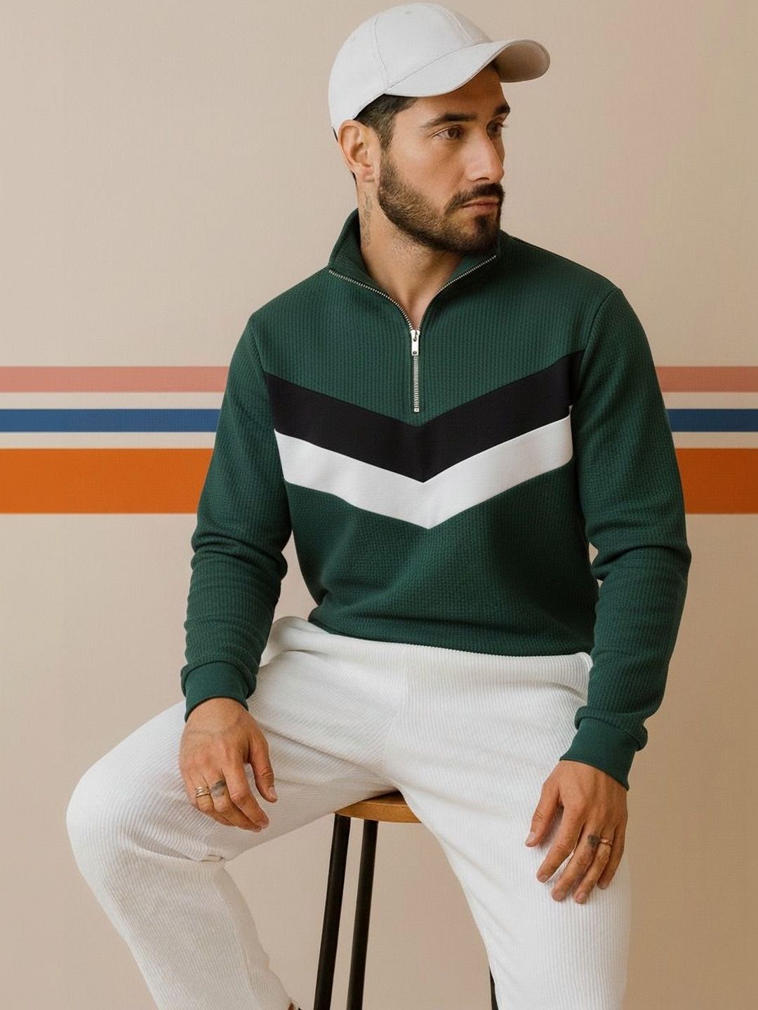 Mobox Men Colourblocked Polo Collar T-shirt