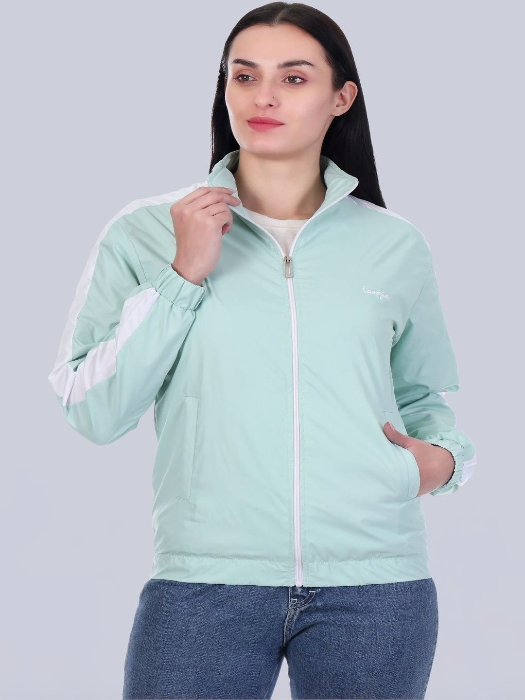 Lavozia Women Colourblocked Lightweight Sporty Jacket