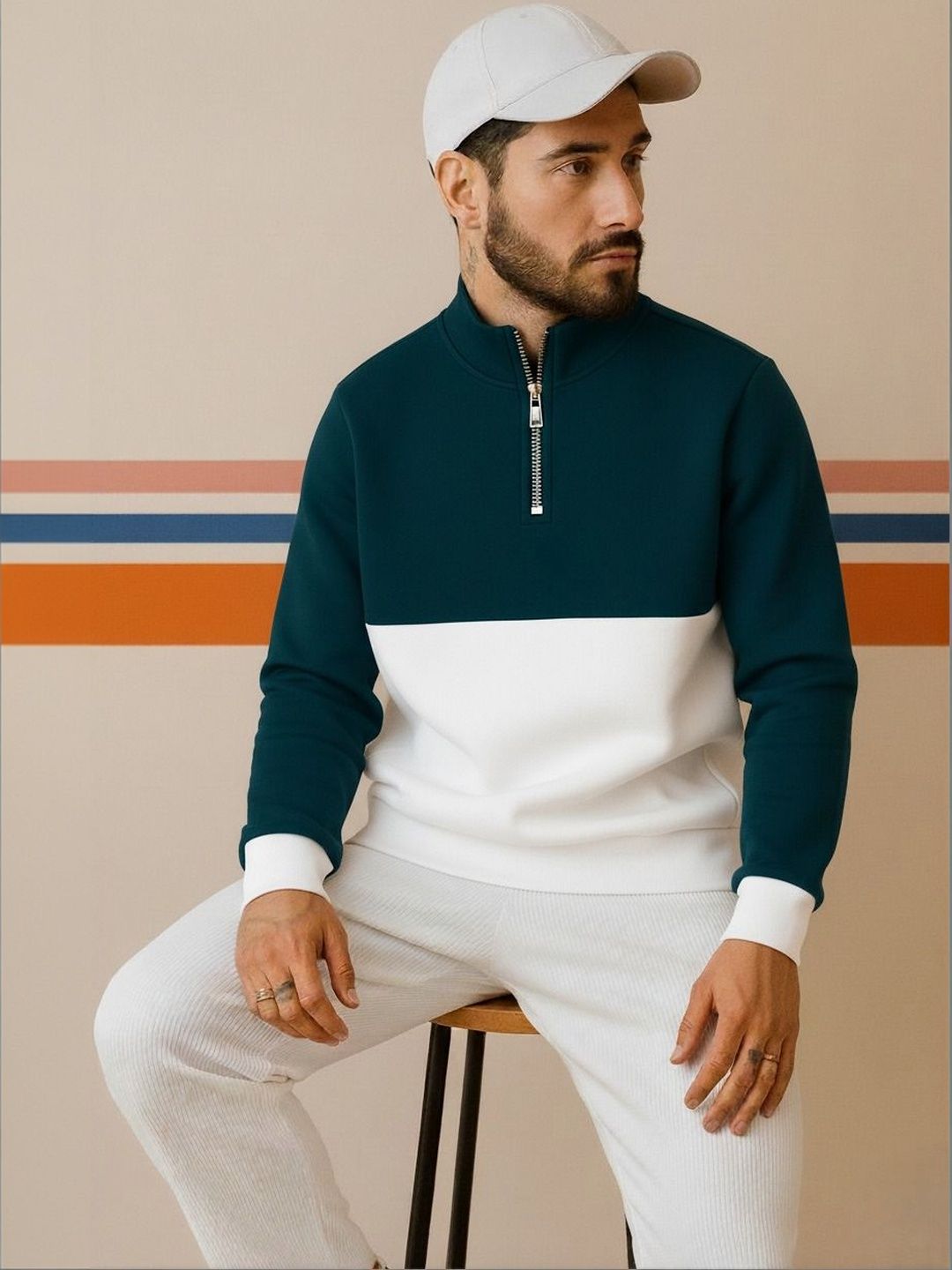 Mobox Men Colourblocked High Neck T-shirt
