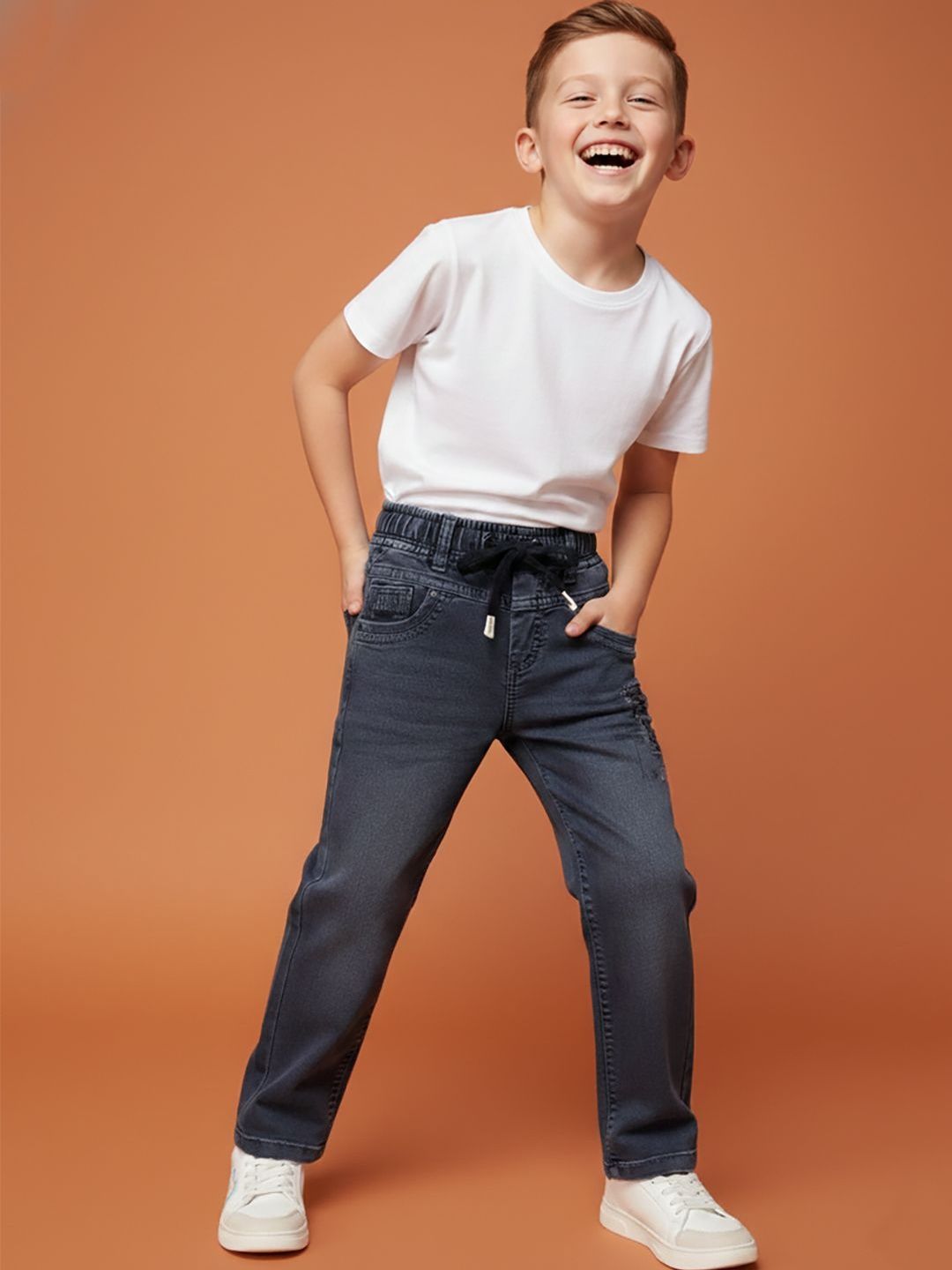 JFR Boys Straight Fit Low-Rise Low Distress Light Fade Jeans